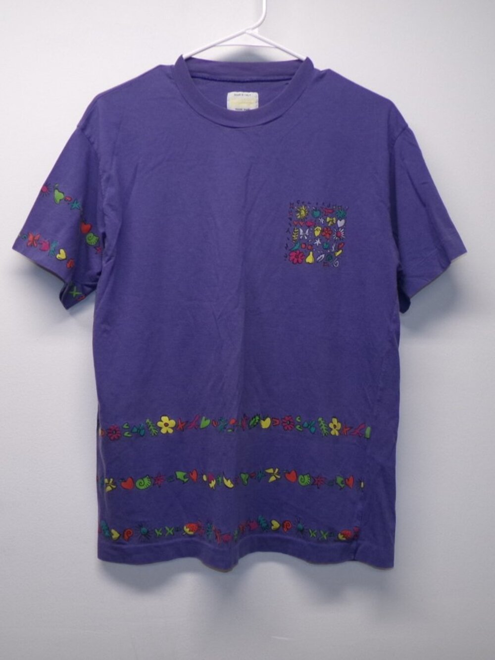 Vintage United Colors of Benetton Made in Italy Flowers Butterfly T Shirt Mens M